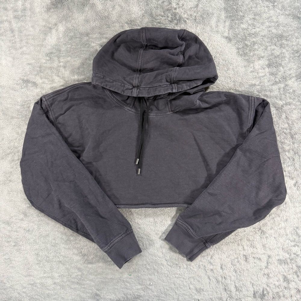 Stori Breathe Cropped Hoodie Charcoal Grey Size 8